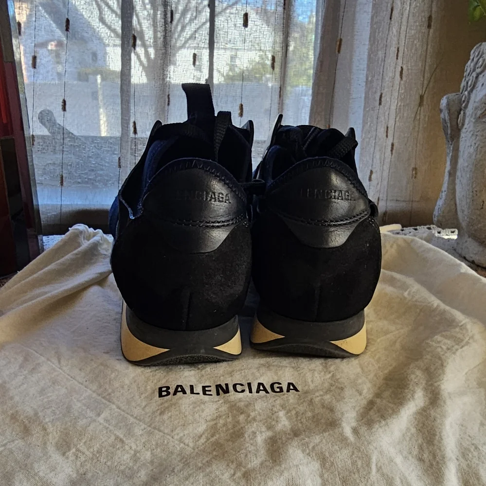 Balenciaga Blue Leather and Neoprene Race Runner Sneakers Size 36 - Picture 4 of 12